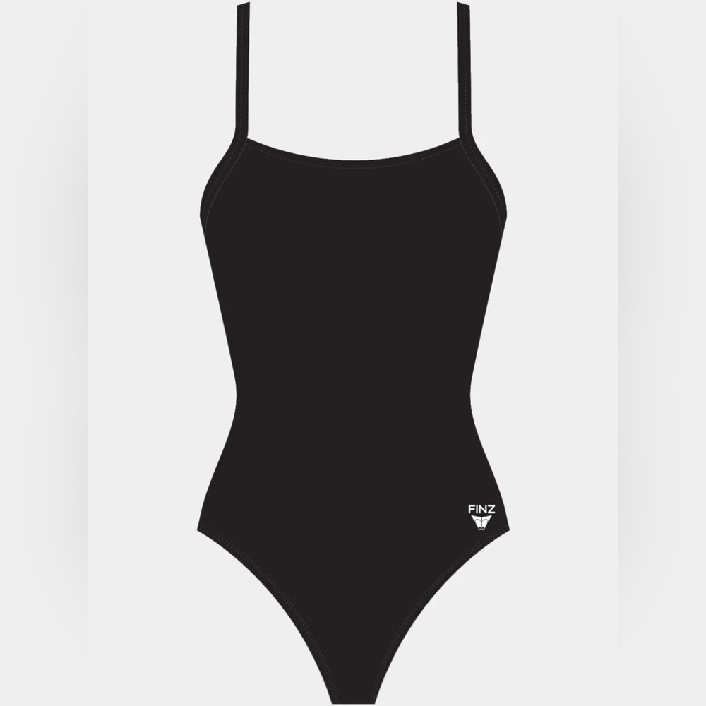 Finz Women's Solid Thin Back With Cups One Piece Swimsuit